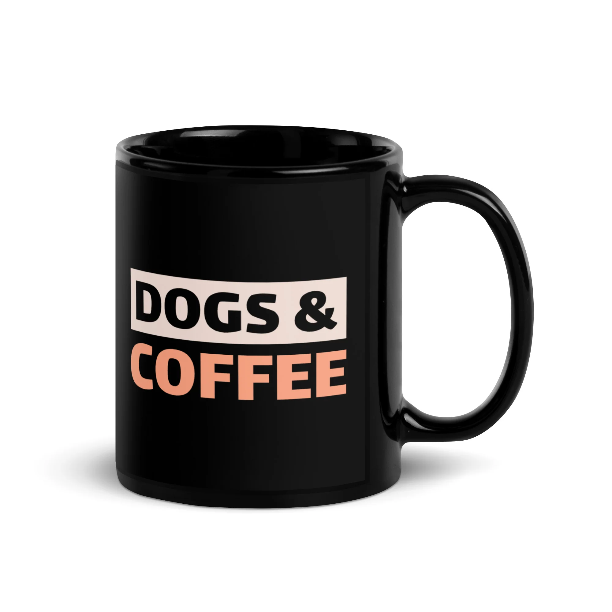 Dogs & Coffee Podcast Black Glossy Mug - Image 2